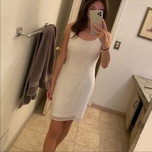 Adriana Papell White Crystal Mini Dress